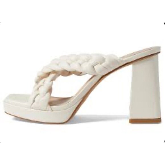 Anne Klein Shoes - Anne Klein aiden Ivory heel Braided Faux Leather sandals size 5M GUC